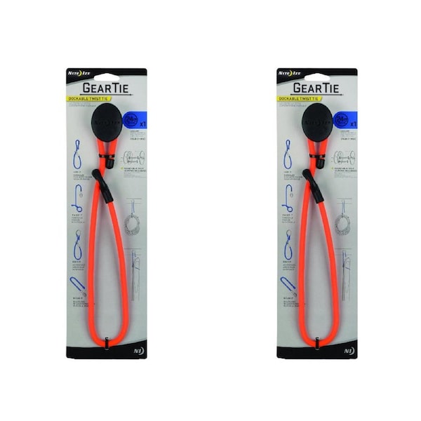 2x Nite Ize Blaze 24in Gear Tie Dockable Rubber Cable Reusable Organiser ORNG