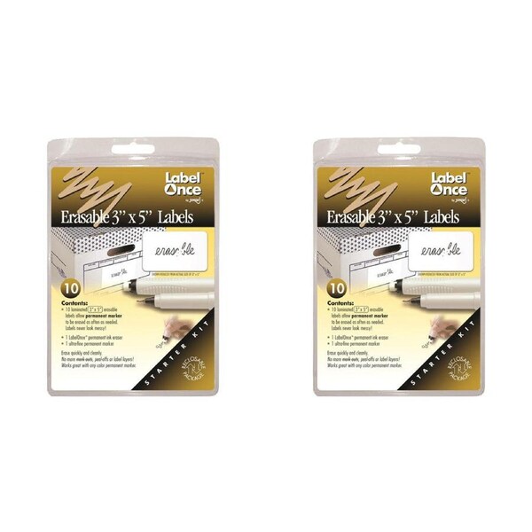 2x 12pc Jokari Laminated Erasable 3x5in Labels/Marker/Eraser Starter Kit WHT