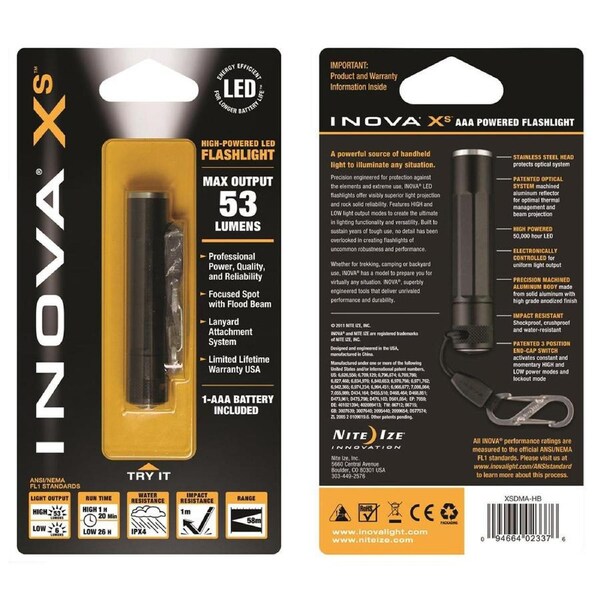 Nite Ize LED Flashlight Camping/Hiking Torch Outdoor Handheld Light XS Black