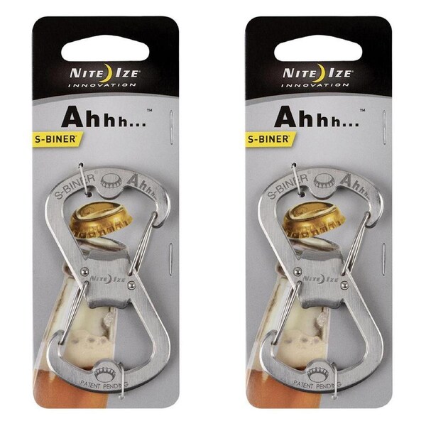 2x Nite Ize Ahhh... 8cm S-Biner Carabiner/Bottle Opener Camping Accessory SS