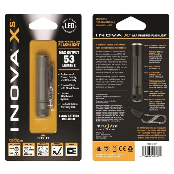 Nite Ize LED Flashlight Camping/Hiking Light Outdoor Handheld Torch XS Titanium