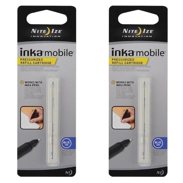 2x Nite Ize Inka Mob Pressurized Refill Cartridge Waterproof Blue Ink For Pens