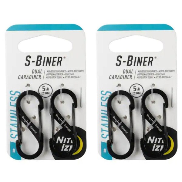 4pc Nite Ize S-Biner 4cm S/S Dual Carabiner Outdoor Camping/Hiking #1 Black