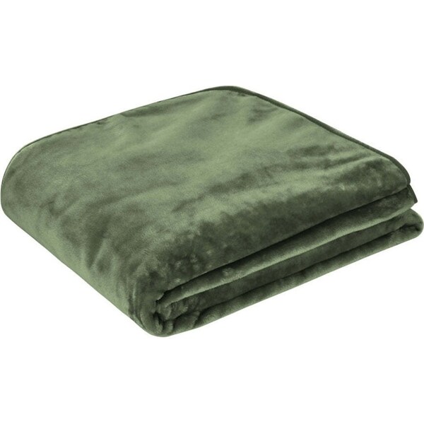 J. Elliot Home Solid Faux Mink Bedding Blanket 600GSM 220 x 240cm Sea Kelp
