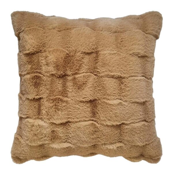 J. Elliot Home Tyler Faux Rabbit Fur Bedding Cushion Pillow 50x50cm Latte