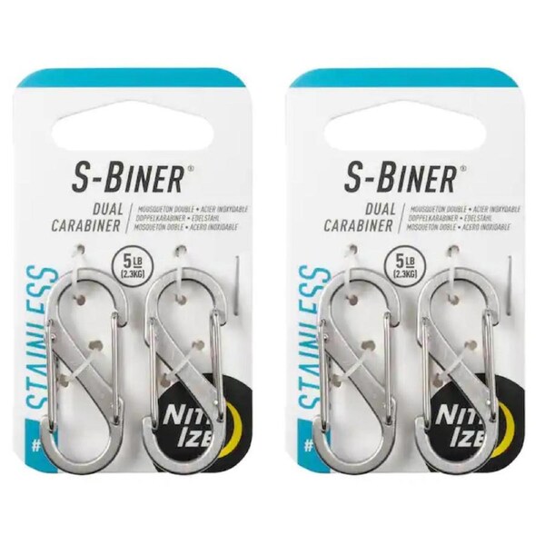 4pc Nite Ize S-Biner 4cm S/S Dual Carabiner Outdoor Camping/Hiking #1 Silver