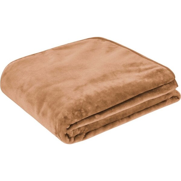 J. Elliot Home Solid Faux Mink Bedding Blanket 600GSM 220 x 240cm Pecan