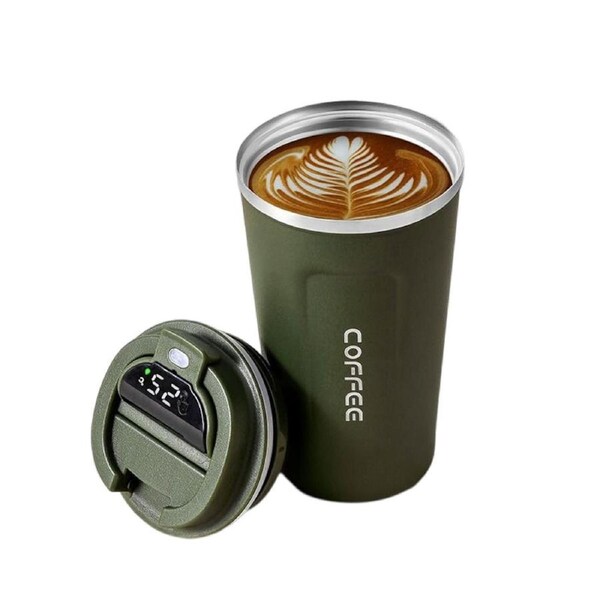 Catzon 510ML Smart Travel Coffee Mug 304 Stainless Steel LED Display-Green