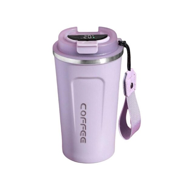 Catzon 510ML Smart Travel Coffee Mug 304 Stainless Steel LED Display with Rope-Purple