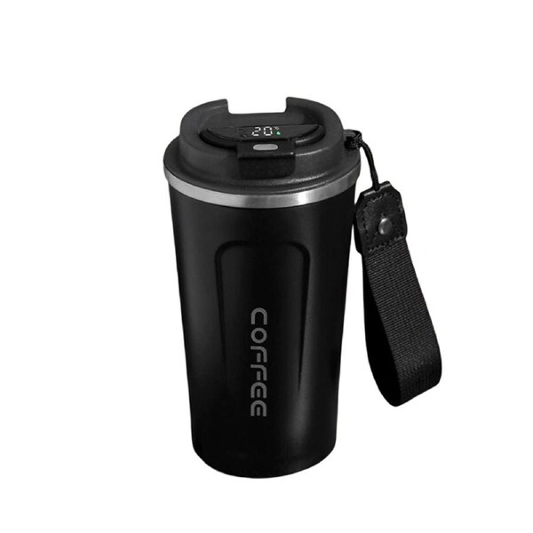 Catzon 510ML Smart Travel Coffee Mug 304 Stainless Steel LED Display with Rope-Black