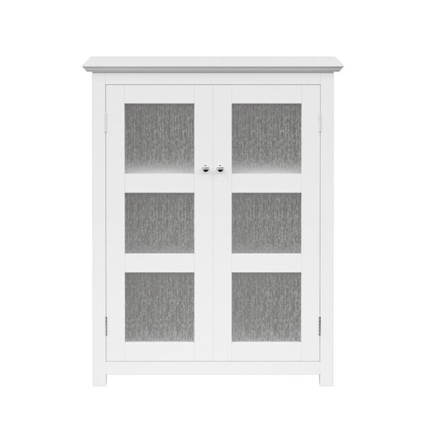 Teamson Home Connor Freestanding Bathroom Floor Storage Cabinet with 2 Doors, White