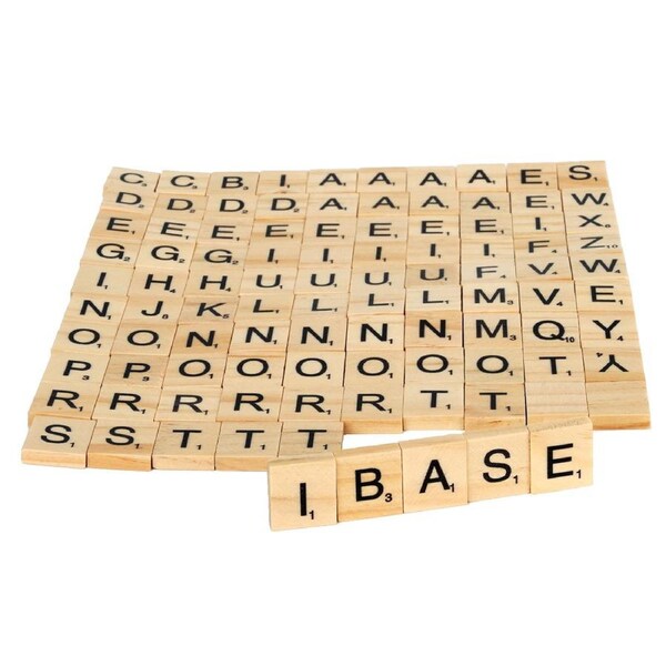 Wooden Alphabet Scrabble Tiles Set Letters Pieces Wood Crafts A-Z Capital Decoration Letter Scrapbooking Crossword Coasters Game Board Spelling 1000X
