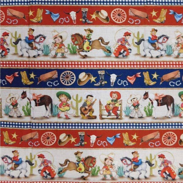 Patchwork Quilting Fabric Happy Trails Cowboy Border 1/2m Cut 50x110cm