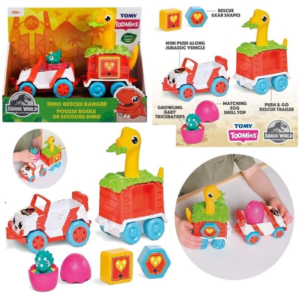 TOMY Toomies Jurassic World Dino Rescue Ranger Vehicle Ages 2+ New Toy Dinosaur