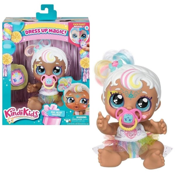 Kindi Kids - Baby Mello - Dress Toddler face Paint Reveal Doll Unicorn Play Fun