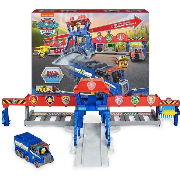 Paw Patrol Big Truck Pups Truck Stop HQ 3ft Wide Transforming Playset Race Car