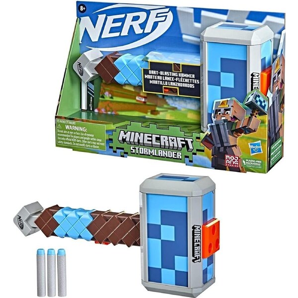 Nerf Minecraft Stormlander Dart-Blasting Hammer Fires 3 Darts Ages 8+ New Toy