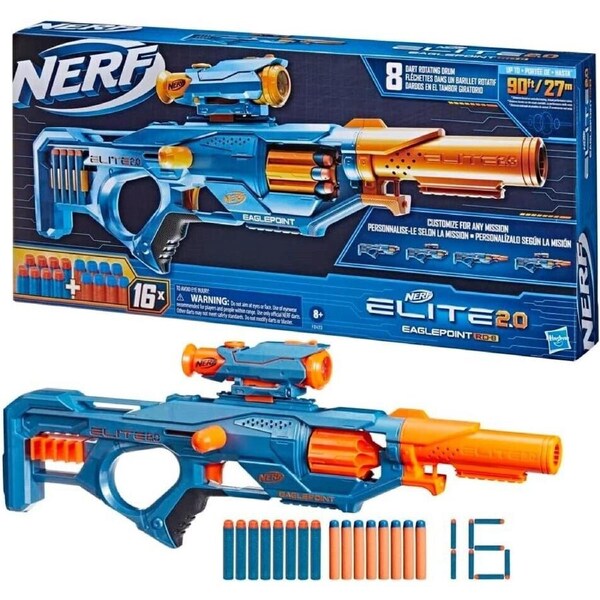 Nerf Elite 2.0 Eaglepoint RD-8 Blaster 8 Dart Drum Ages 8+ New Toy Gun Fire Play