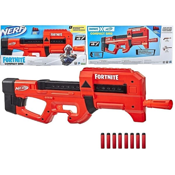Nerf Fortnite Compact SMG Motorized Dart Blaster Ultra Red Wrap Design Gun Fire