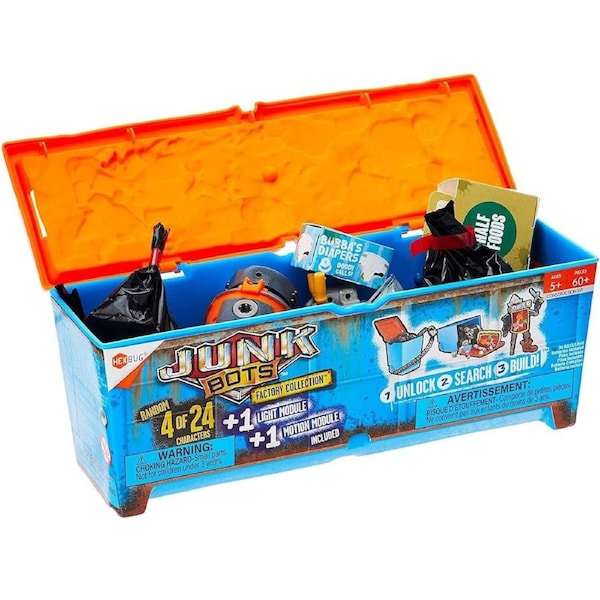 HEXBUG 4 Junkbots Season 2 Large Dumpster Assorted Robot Junk Bot Factory Chain