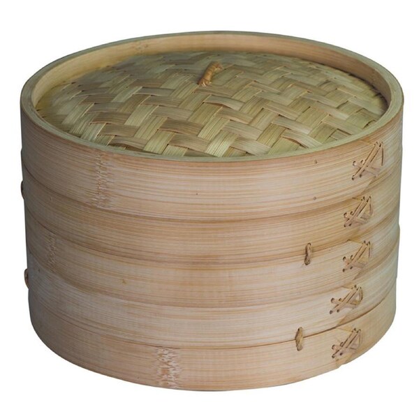 Avanti 25cm 2 Tier Asian Bamboo Basket Steamer Set Steam Cook Dumpling/Dim Sum