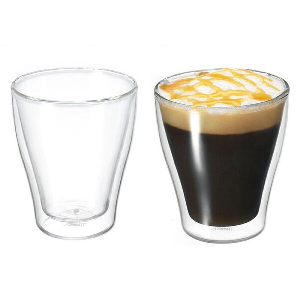 2pc Avanti Modena Twin Wall 250ml Heat Resistant Drinking Glasses Coffee Mug Cup