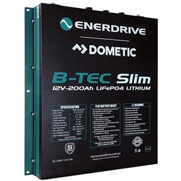Enerdrive B-TEC 200Ah Slim Metal Case Lithium Battery