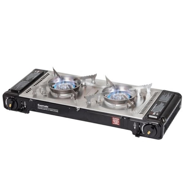 Gasmate Travelmate II Deluxe Twin Butane Stove with Spill Tray & Hotplate