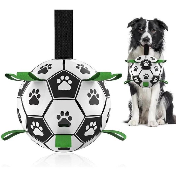 Dog Soccer Ball w/Grab Tabs Interactive Pet Dog Toy Football