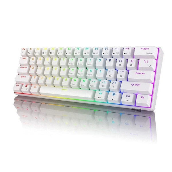Royal Kludge RK61 TriMode RGB Hot Swappable Mechanical Keyboard White Red Switch