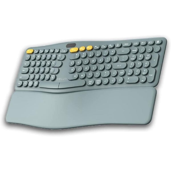 DELUX-Ergonomic Wireless Keyboard GM903CV, Device with Wrist Rest, Bluetooth