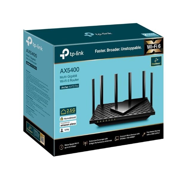TP-Link Archer AX72 Pro AX5400 Multi-Gigabit WiFi 6 Router, USB3.0, 2.5G Port