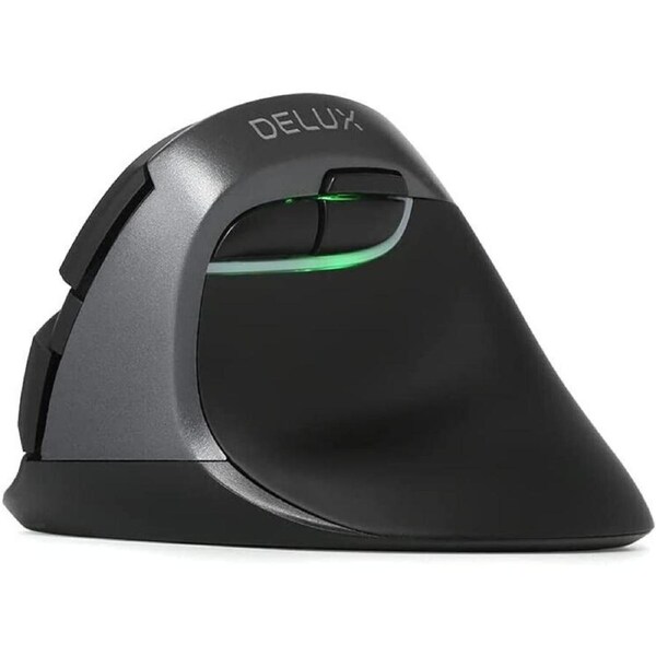DELUX Small Wireless Ergonomic Vertical Mouse, Dual Mode M618mini DB-Grey