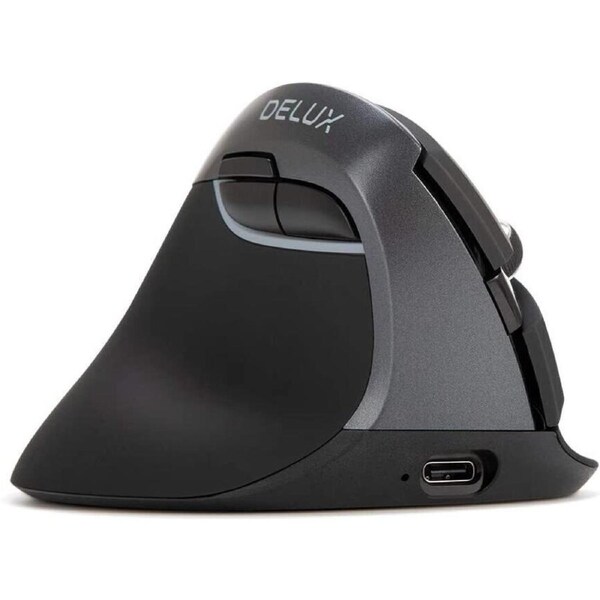 DELUX M618ZD Wired+2.4G+BT5.0 wireless Ergonomic Mouse, Iron Grey