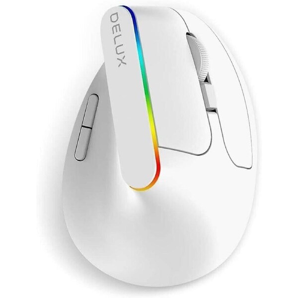 DELUX M618C, 2.4GHZ Wireless Optical Ergonomic Mouse, White
