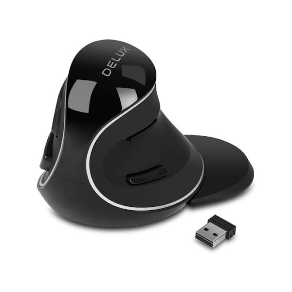DELUX Ergonomic Wireless Vertical Silent Mouse - 2.4G USB Receiver, M618Plus