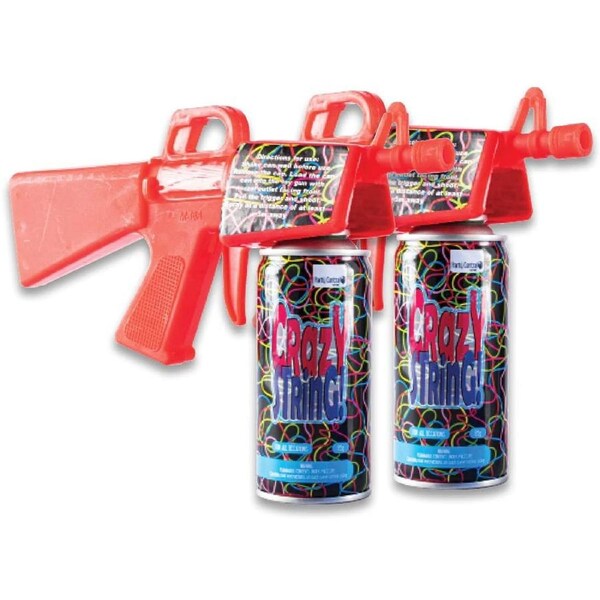 2PK Silly String with Gun Blaster Coloured Stream Non-Toxic Indoor/Outdoor Party Fun Celebrate