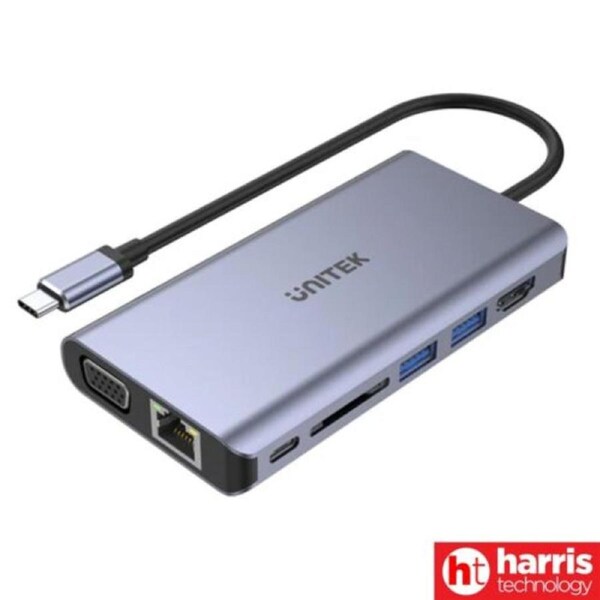 UNITEK D1019B uHUB 8-in-1 USB-C Dual Display Hub, PD 100W