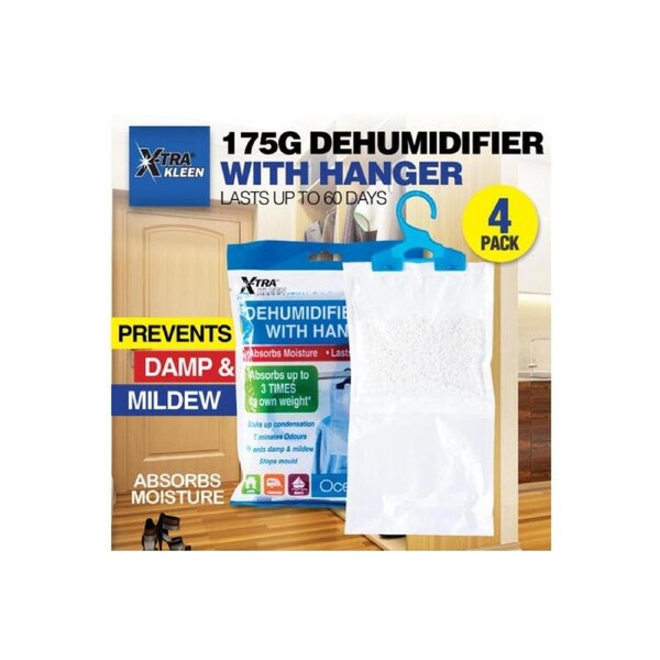 Xtra Kleen 4PK Dehumidifier Bag With Hanger Scented Absorb Moisture Closet