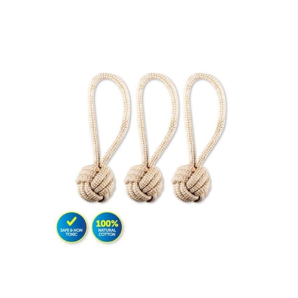Pet Basic 3PK Rope Dog Toys Natural Cotton Thick Tug Fetch Play 24cm