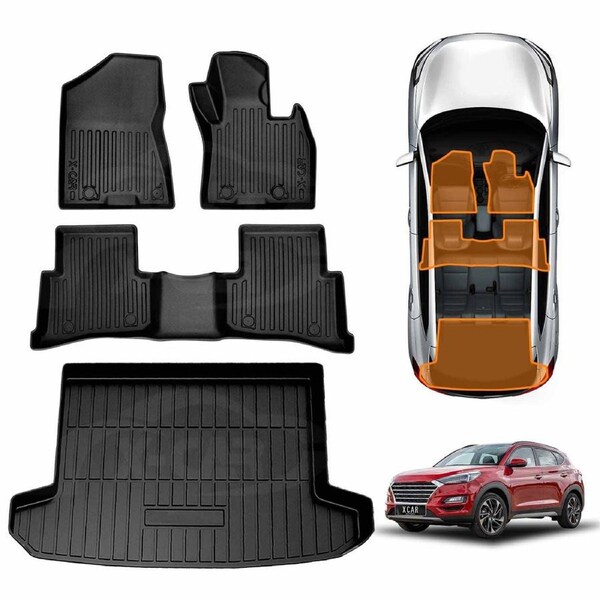 3D All-Weather Car Boot Liner Floor Mats for Hyundai Tucson 2015-2021 Heavy Duty Trunk Cargo Mat Carpet Liners Accessories