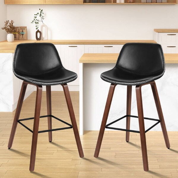 2x ALFORDSON Bar Stools Faux Leather Black