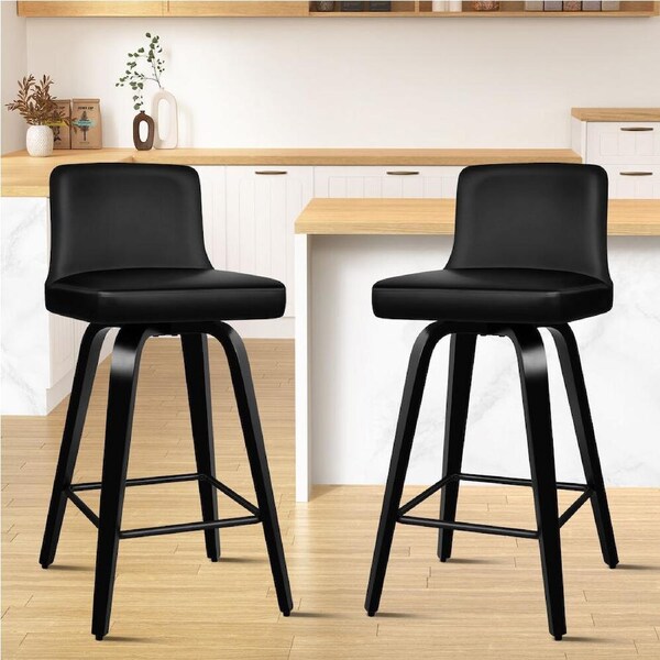 2x ALFORDSON Bar Stools Bailey Mid-back All Black