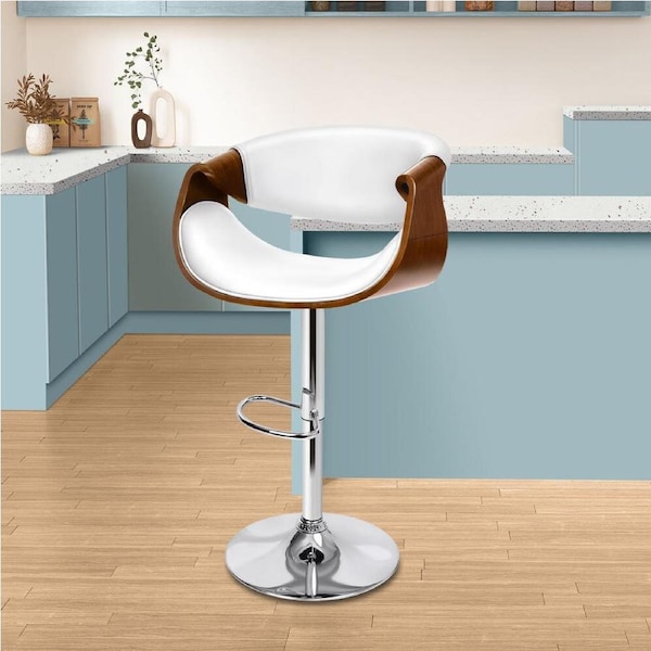 ALFORDSON Bar Stool Gas Lift Upholstered White
