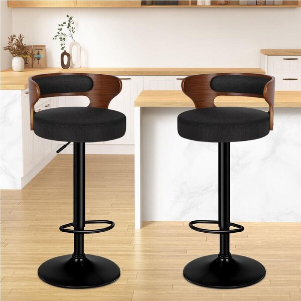 2x ALFORDSON Bar Stools Fabric Black