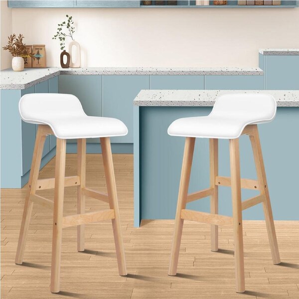 2x ALFORDSON Bar Stools Wooden Barstool White