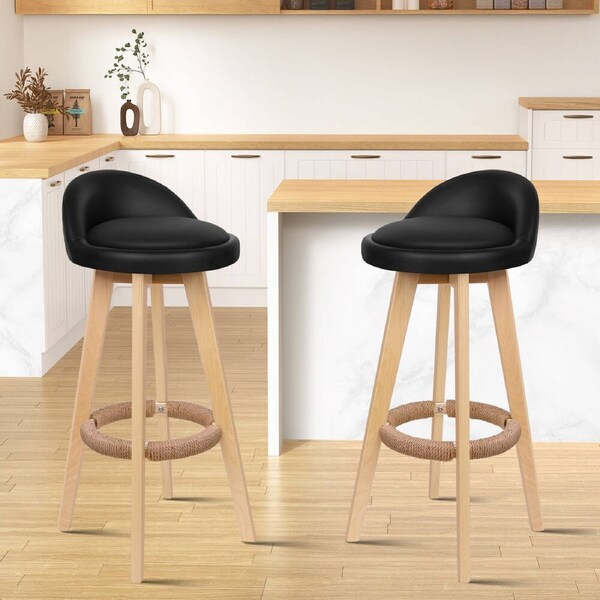 2x ALFORDSON Bar Stools 83cm Swivel Black