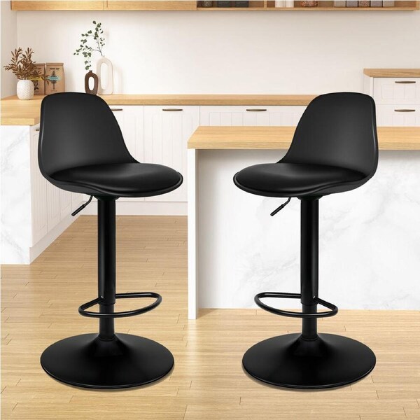 2x ALFORDSON Bar Stools Leather Backrest Black