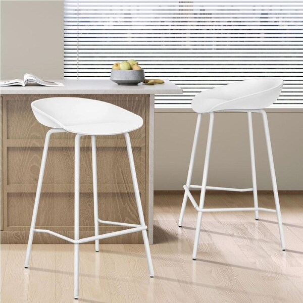 2x ALFORDSON Bar Stools Metal Legs White