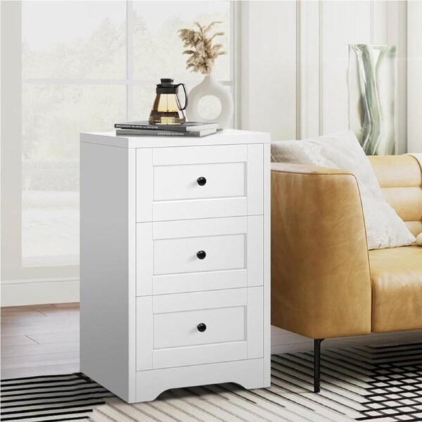 ALFORDSON 3 Drawers Bedside Table Hamptons (White)